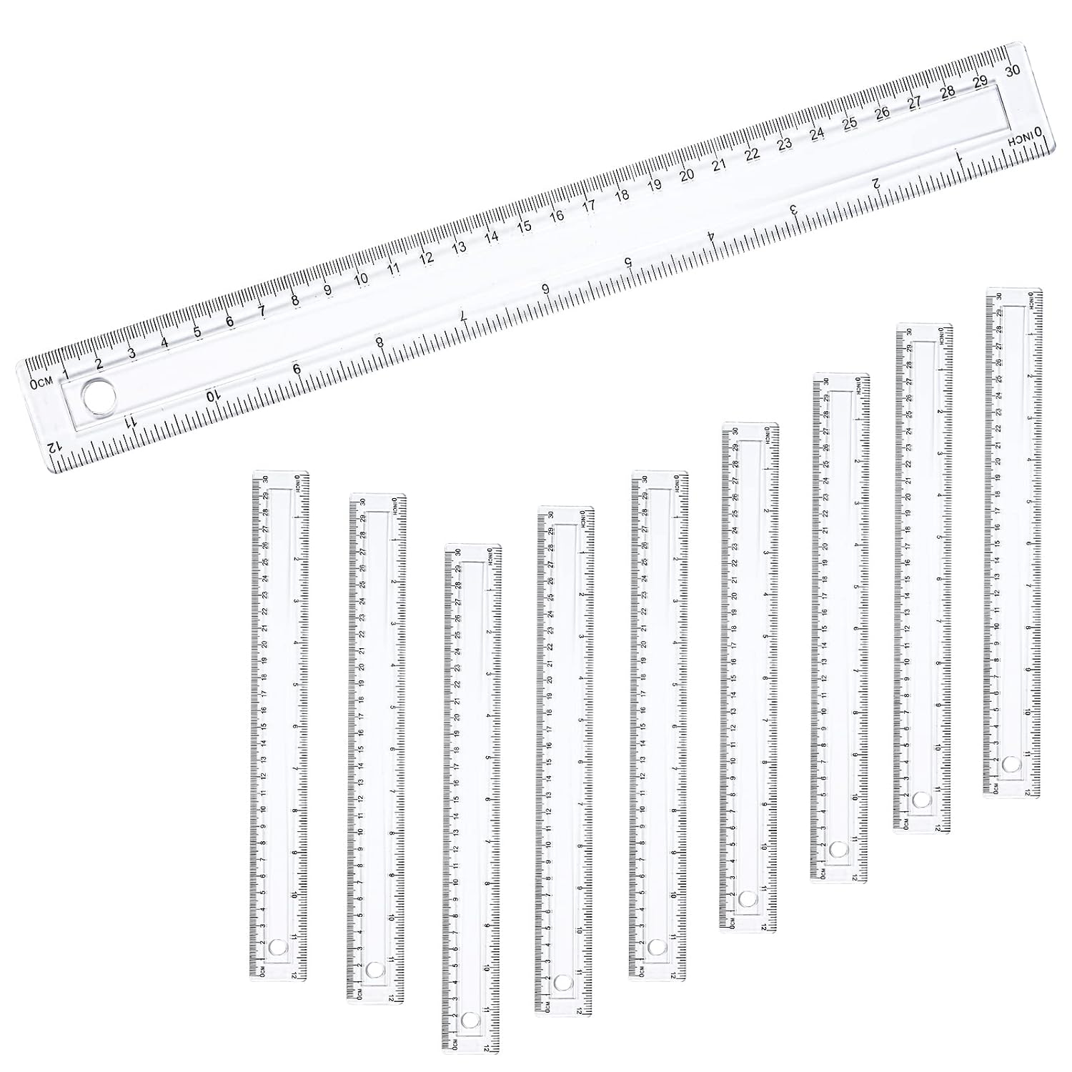 CLi Translucent Plastic Ruler with Double Bevel - Assorted, 12 Inches