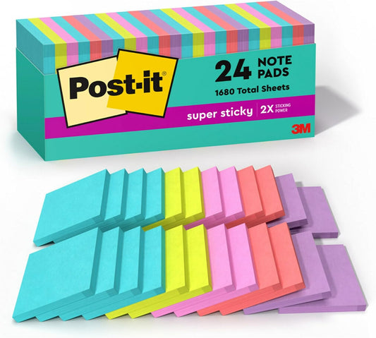 Post-It Sticky Notes 4 Pad Pack, 2" X 1.5" - Cape Town Colors