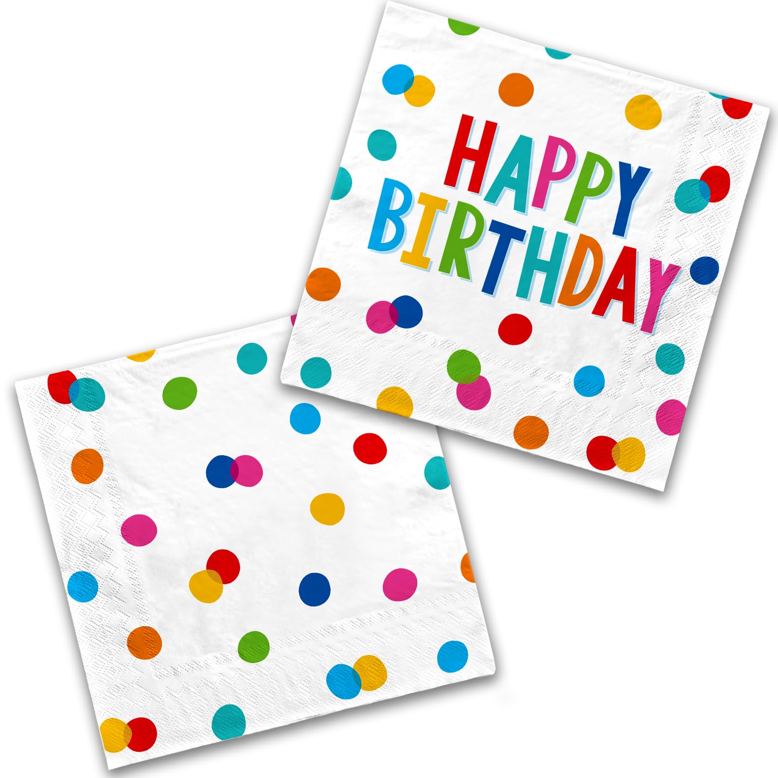 Unique Patterned Square Party Napkins - Dots & Stars Birthday, 16 count
