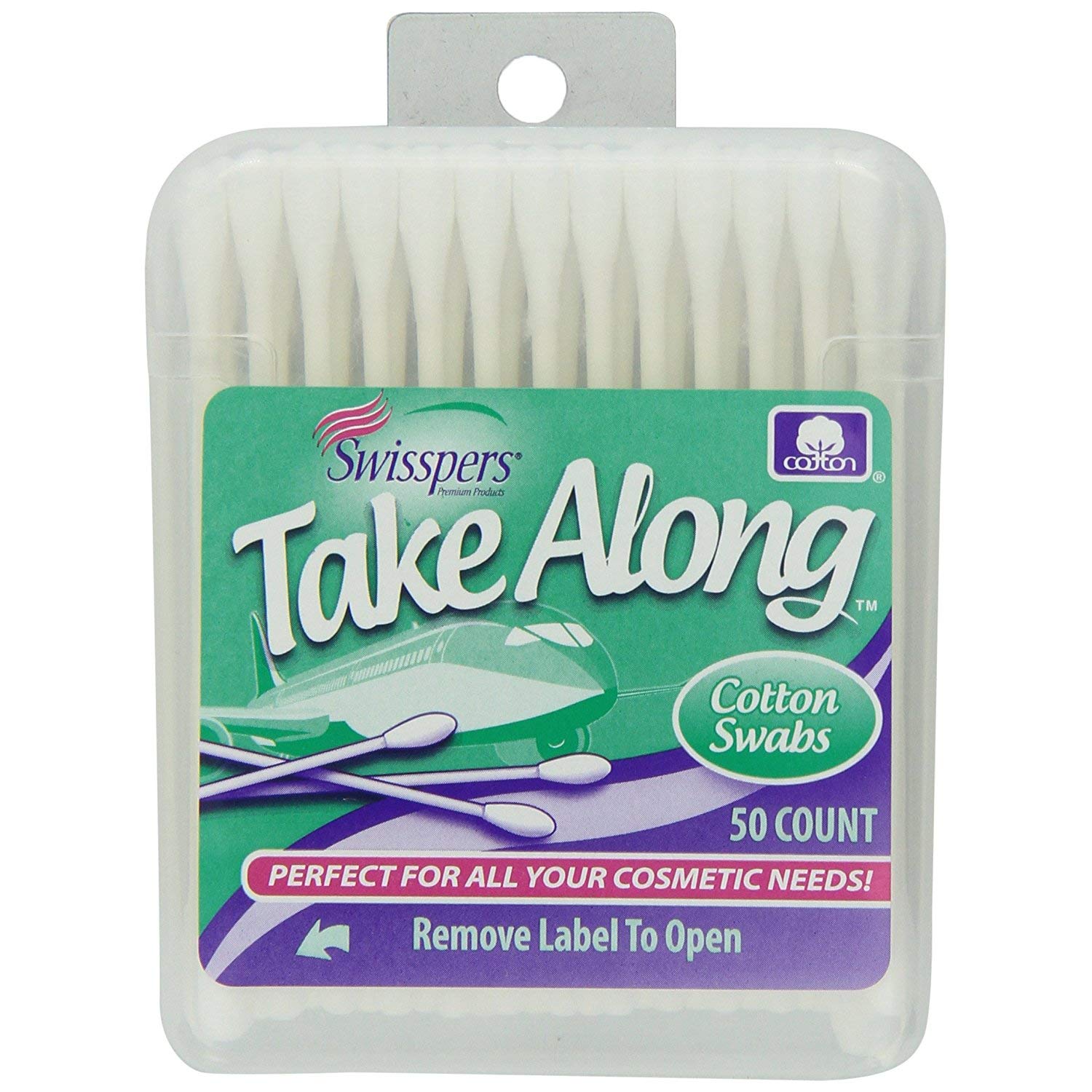 Swisspers Take Along Cotton Swabs 50 Count (12in)