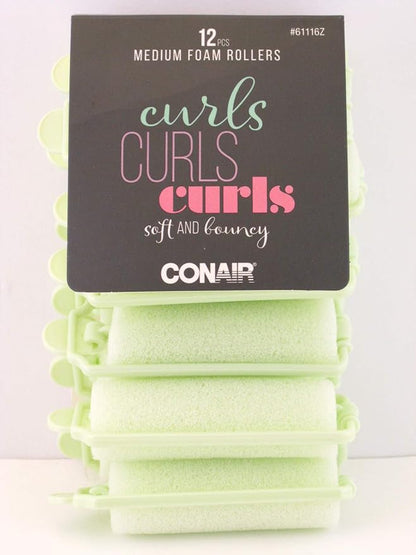 CONAIR Body & Bounce Medium Foam Hair Rollers, 12 count