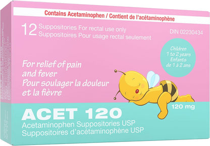 ACETAMIN 120MG SUPPOSITORY 12CT PER UD