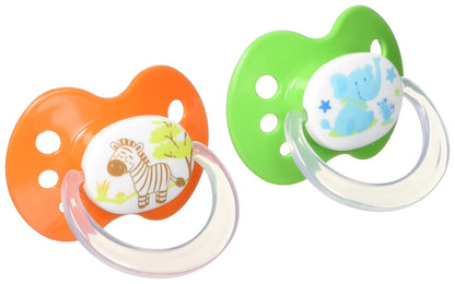 Playtex Baby Binky 0-6 Months 2 Pack Elephant and Tiger