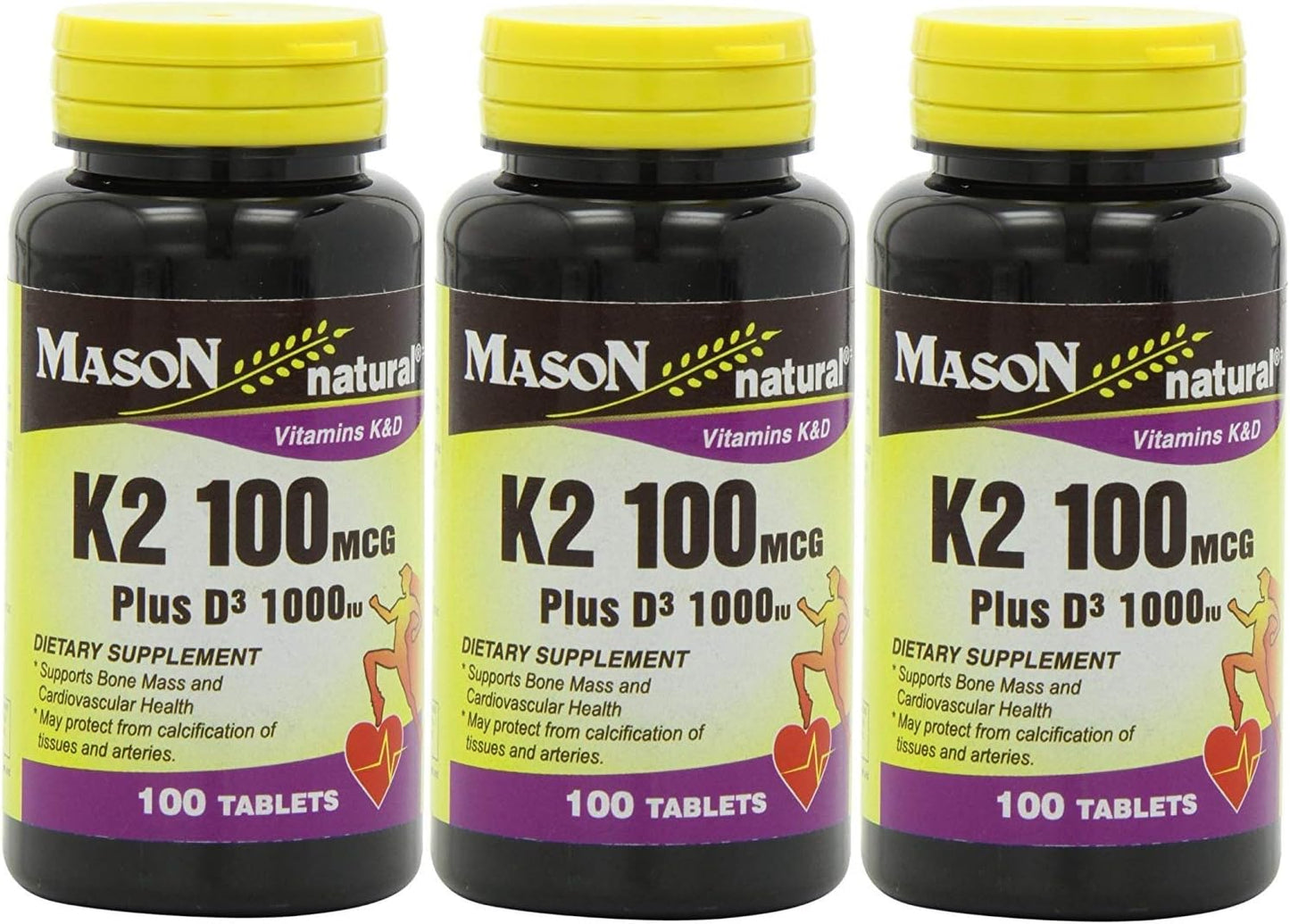 VIT K2 100MCG& D3 1000IU TAB 100CT MASON