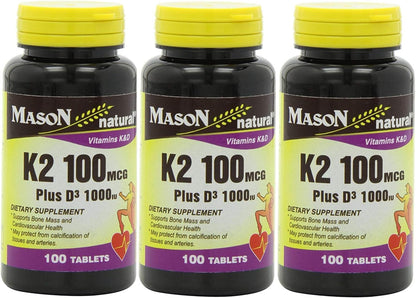 VIT K2 100MCG& D3 1000IU TAB 100CT MASON