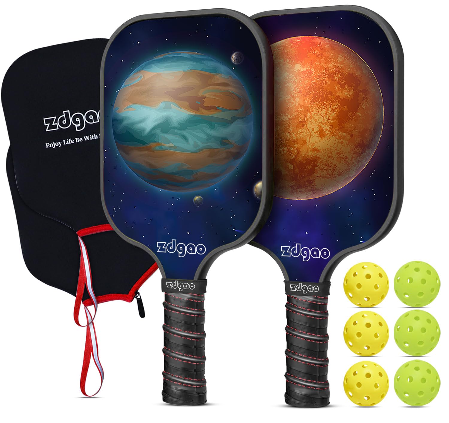 Pickleball Paddle Set of 2 Lightweight Rackets W/Ball