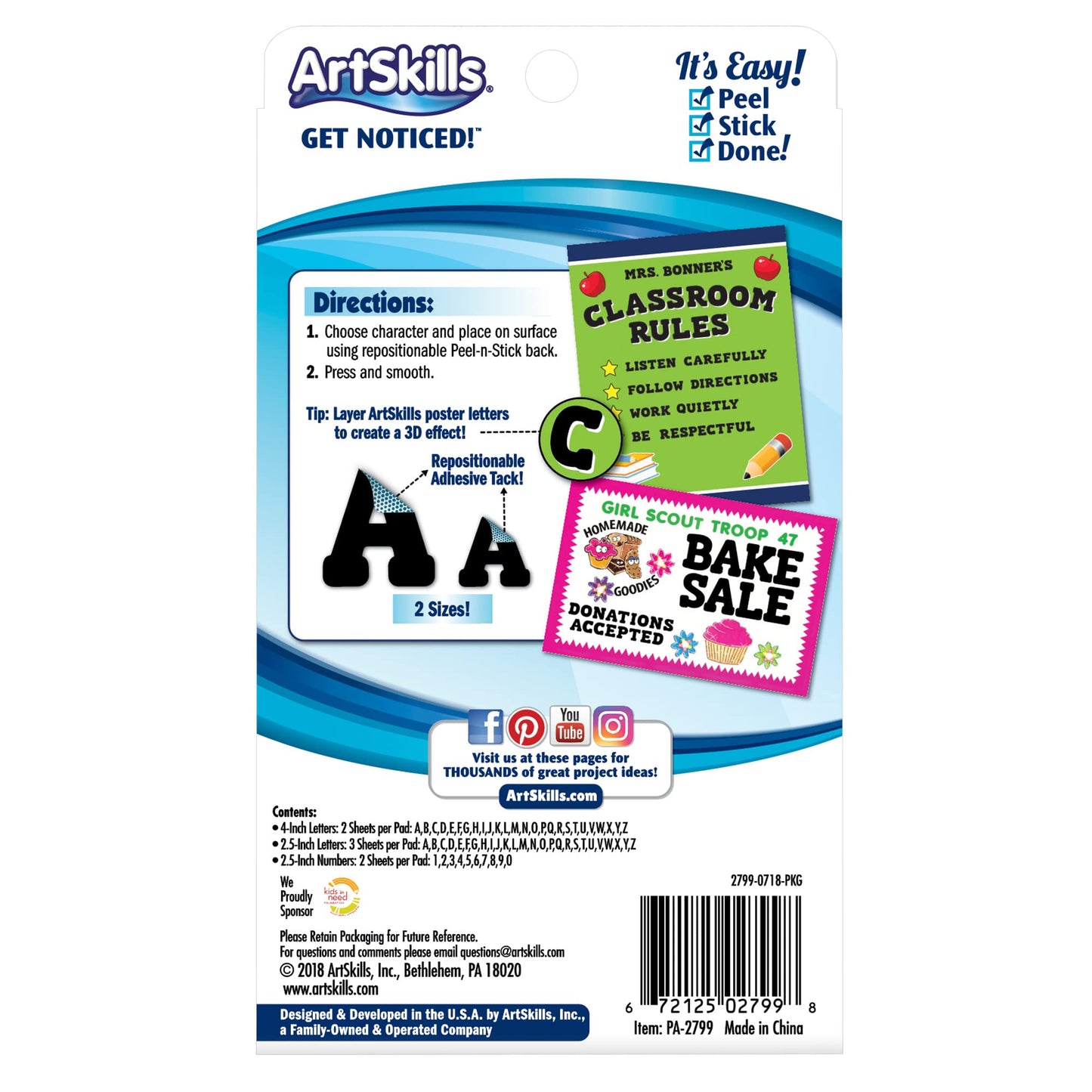 ArtSkills Dual Size Paper Poster Letters and Numbers - Black, 150 count