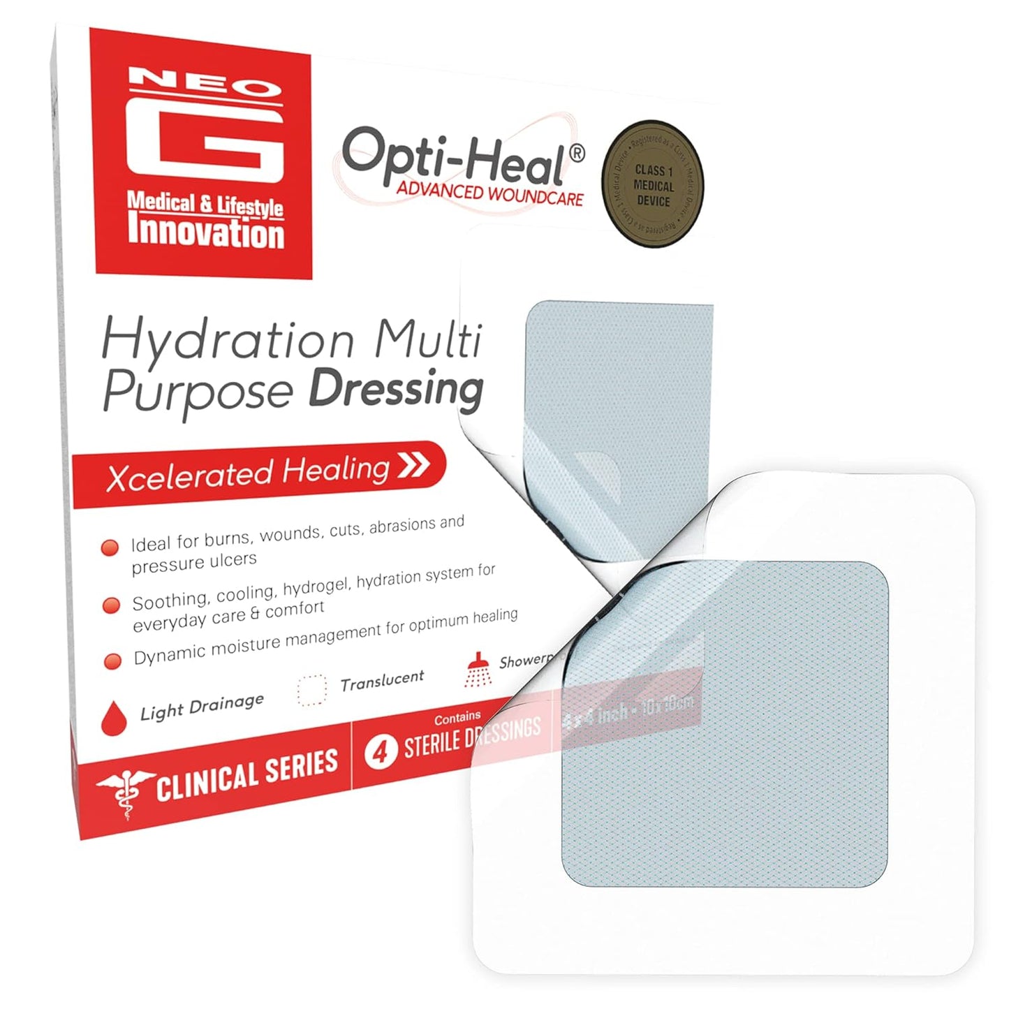 NEO G OPTI-HEAL HYD M-PURP 4X4IN DRS 4CT