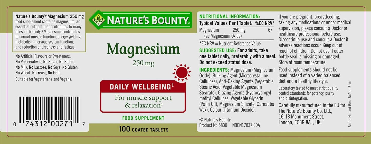 MAGNESIUM TB 250MG 100 CPLT