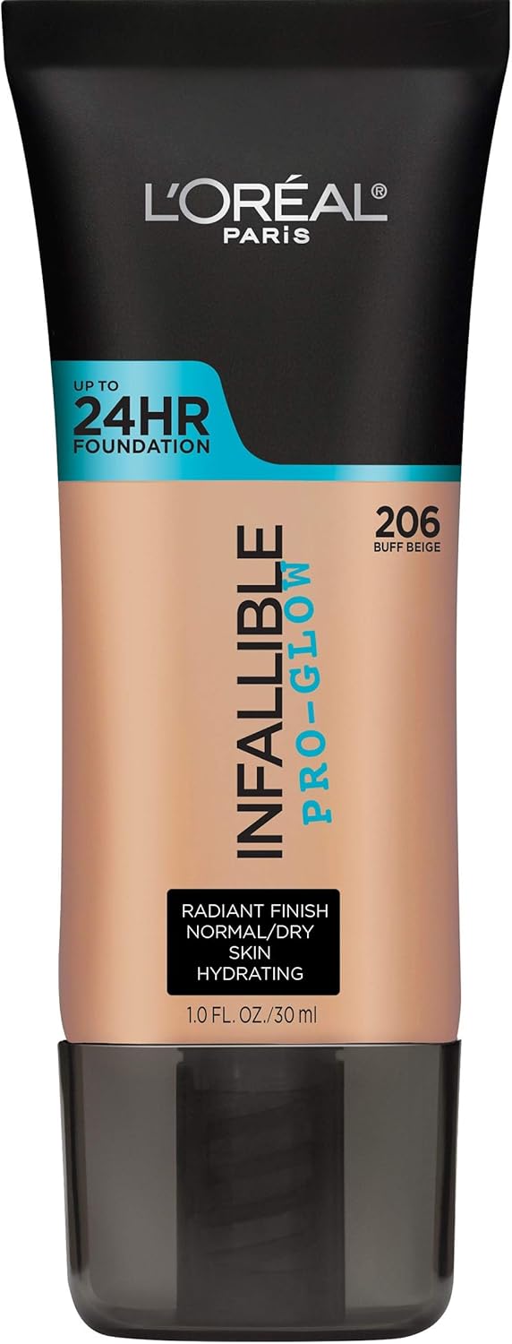 L'ORÉAL PARIS Infallible Pro-Glow Foundation, 206 Buff Beige, 1 fl. oz.