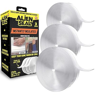 ALiEN Draft Seal Transparent Weather Stripping Insulation Tape, 3 pack