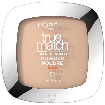 L'ORÉAL PARIS True Match Super-Blendable Oil Free Makeup Powder, N7 Medium Deep, 0.33 oz.
