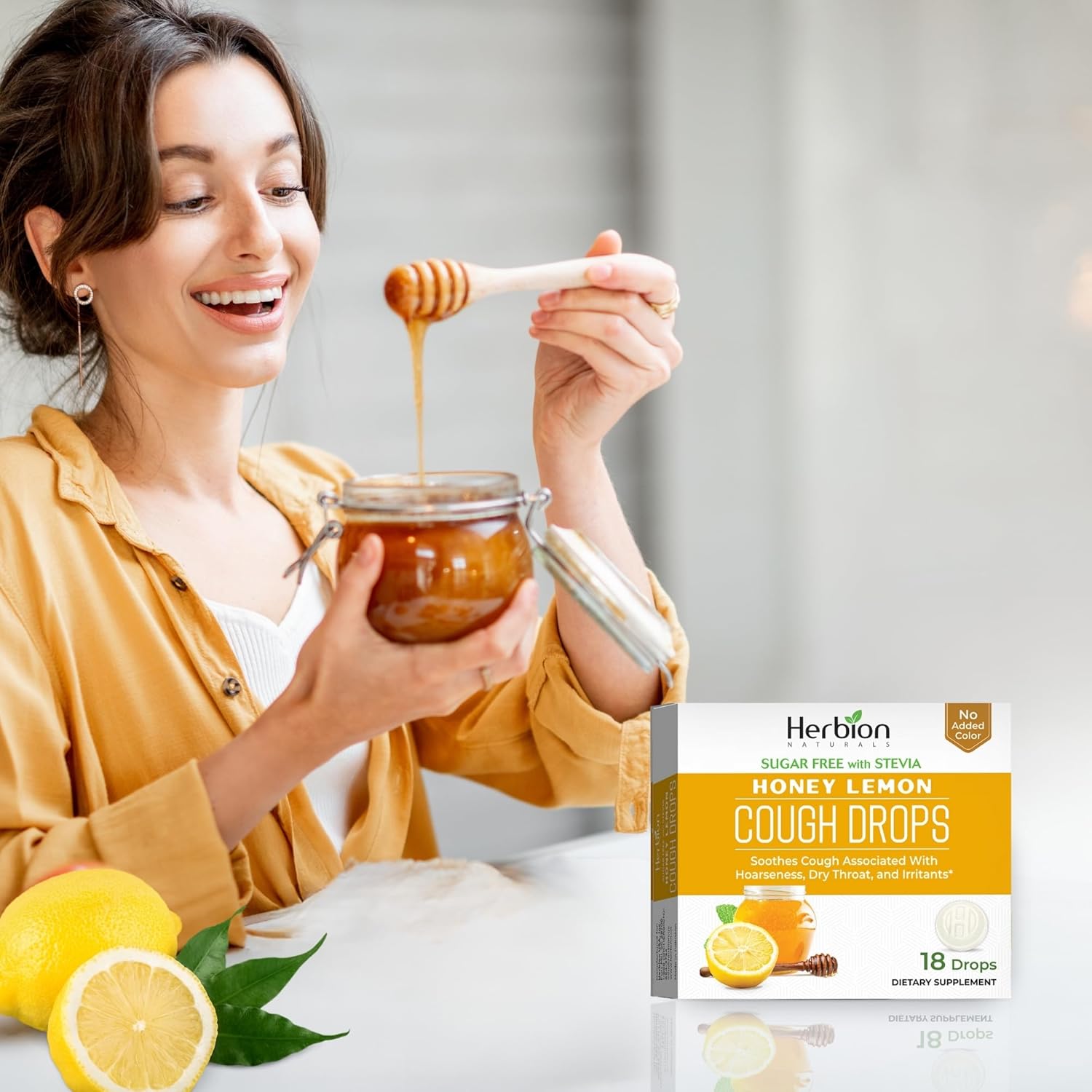 HERBION NATURALS COUGH DROPS,NAT,HNY LEMON