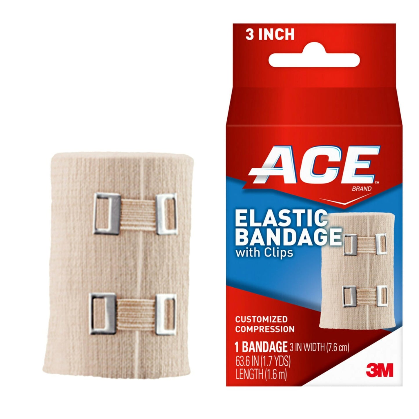 ACE COMPRESSION BANDAGE BLACK 3IN W/CLIP