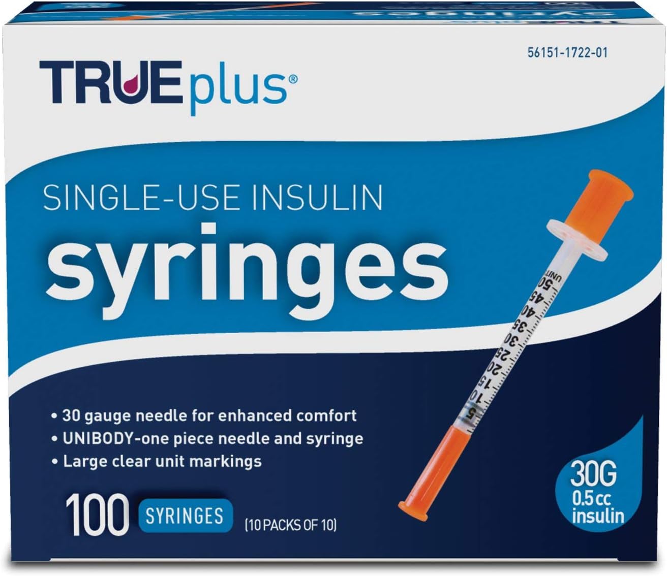 TRUEPLUS SYRINGE 1/2" 29GX1CC 100CT
