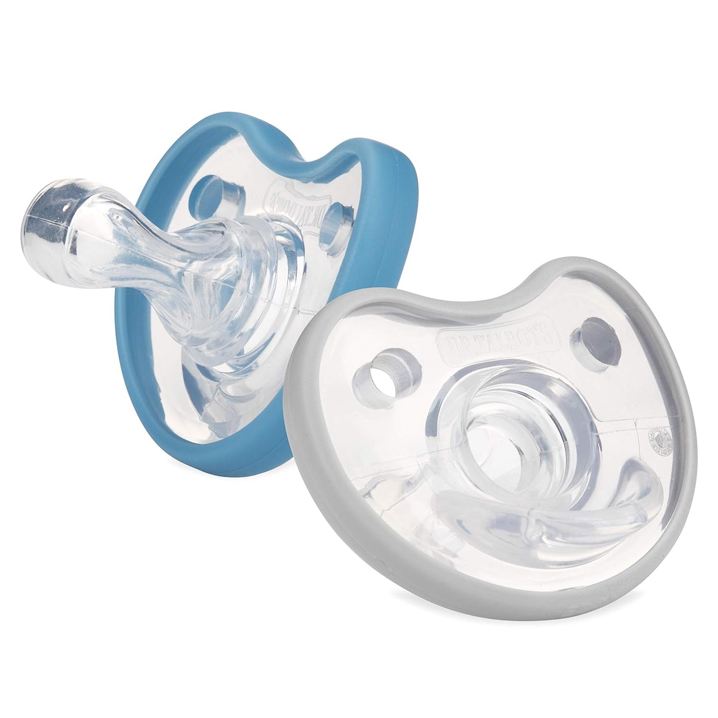 DR. TALBOT'S Soft-Flex Orthodontic Pacifiers, 6-12 months - Aqua and Clear, 2 count