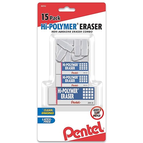 Pentel Hi-Polymer Large Block Eraser - White, 3 Pack