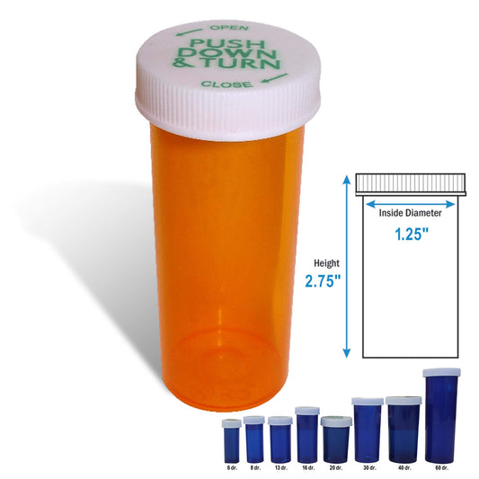 COLORSAFE RC VIALS - AMBER 13 DRAM W/CAP