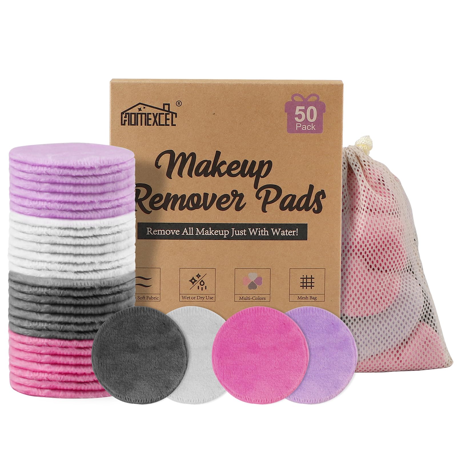 DANIELLE creations Erase Your Face Eco-Friendly Reusable Makeup Remover Pads, 2 count