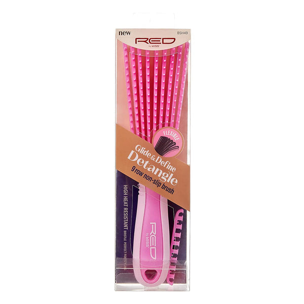 Kiss Red Brush Glide & Define Detangle 9 Row Non-Slip Purple