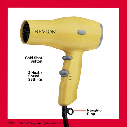 REVLON Compact Hair Dryer - Yellow, 1875 Watts