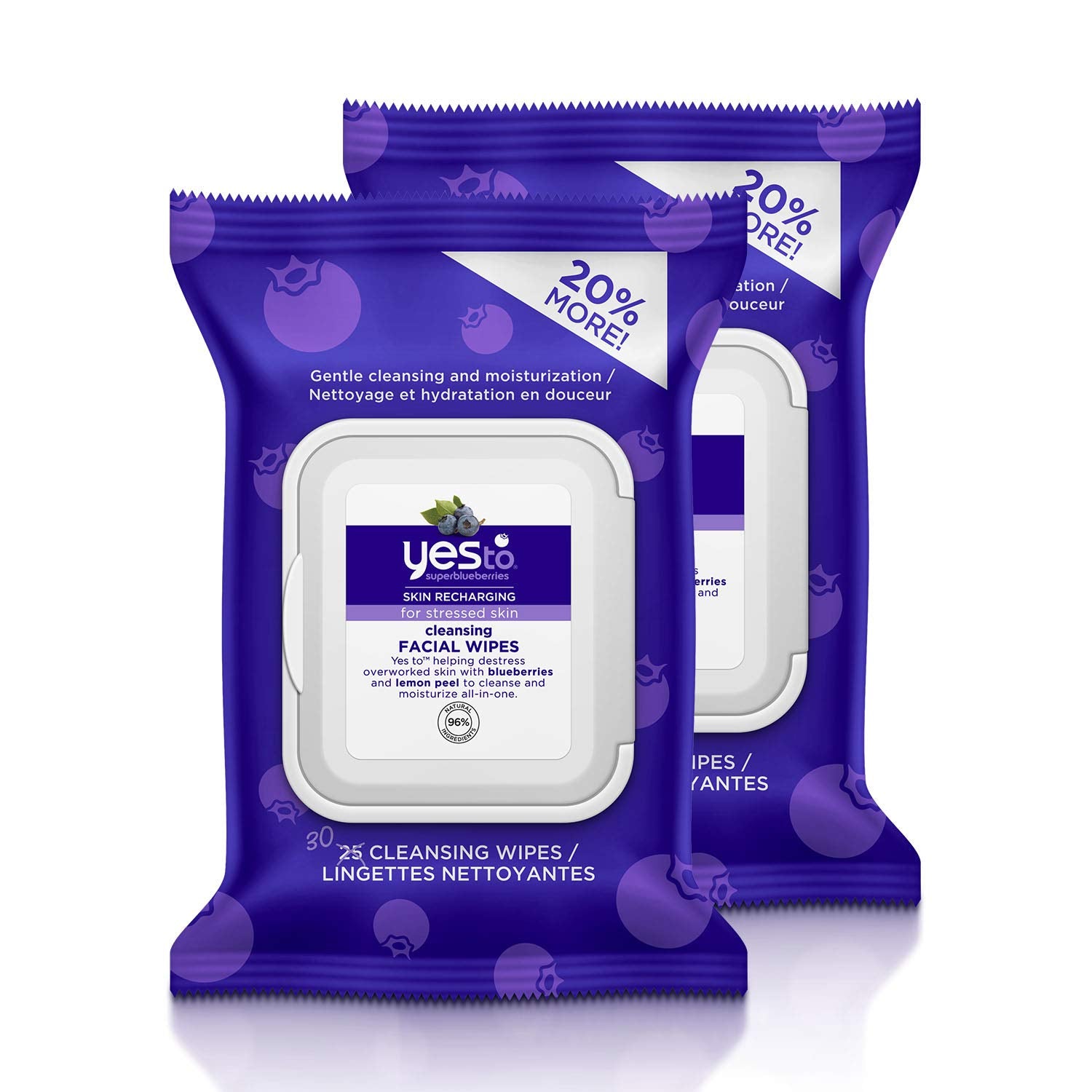 YES TO FACIAL WIPES BLUEBERRIES 30CT
