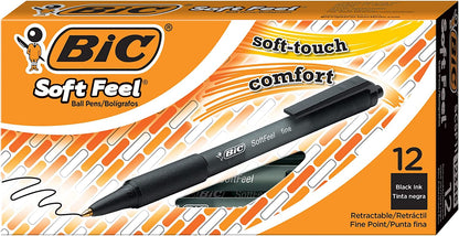 BiC Soft Feel Retractable Ballpoint Pens - Black, 5 count