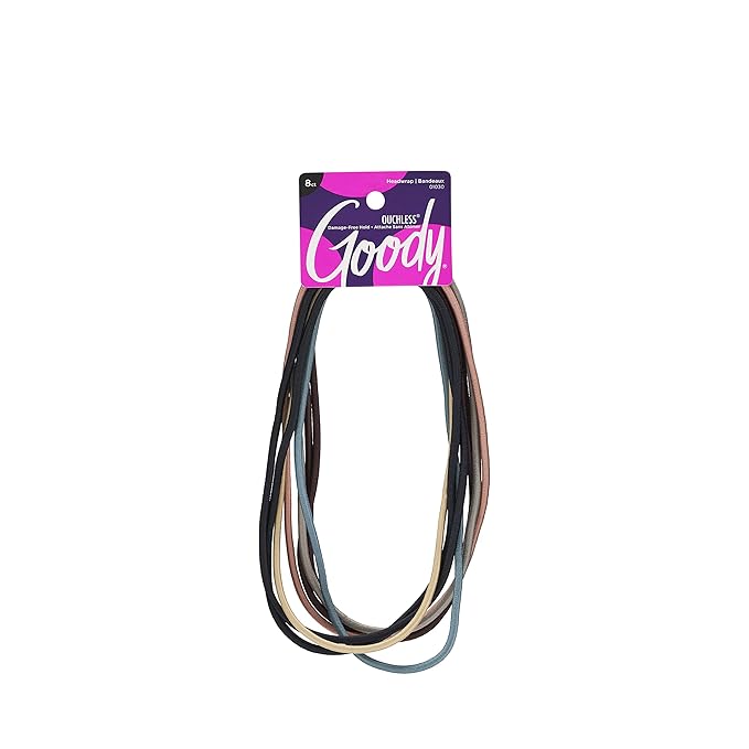Goody #30363 Ouchless Flat Narrow Headwrap 3 Count (3in)