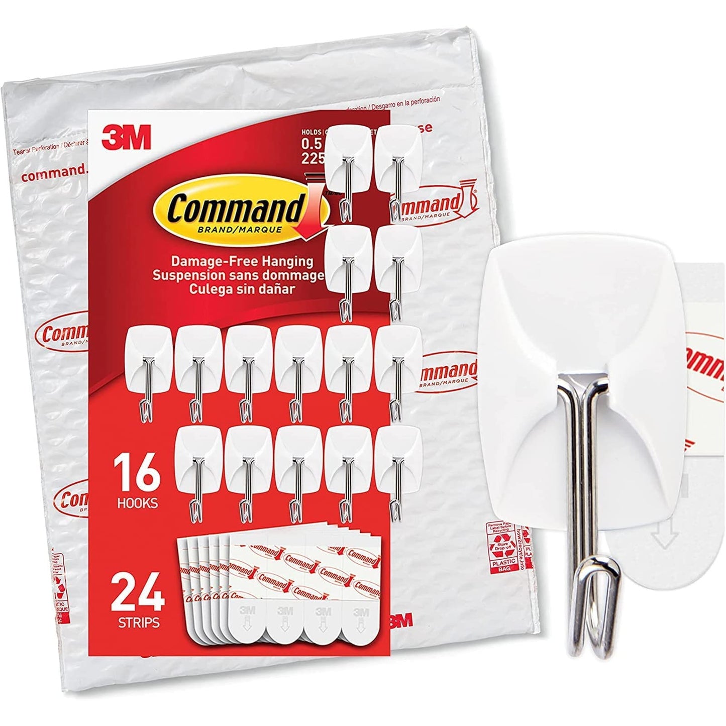 Command Small Wire Wall Hooks - Clear, 3 Hooks + 4 Strips
