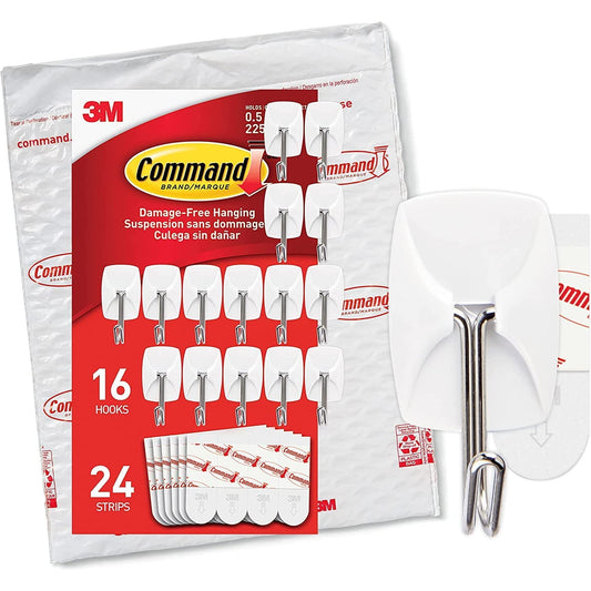 Command Small Designer Wall Hooks - White, 2 Hooks + 4 Strips