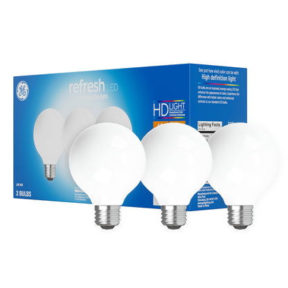 GE Lighting Refresh LED Light Bulbs, 40 Watt, Daylight, G16.5 Globe Bulbs, Small Base, 2 Pack