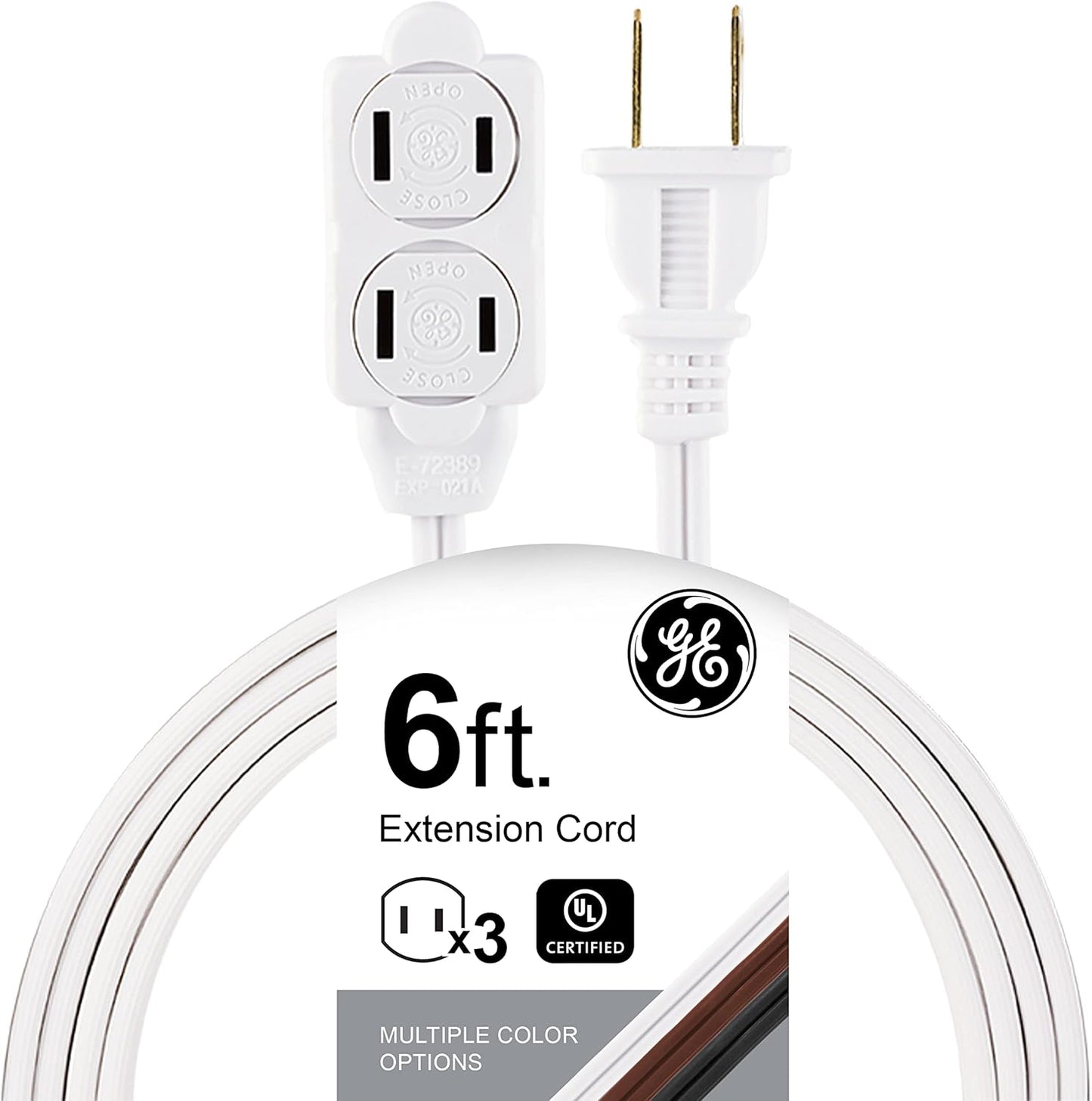 GE EXTEN CORD 3-TAP 6' WHITE