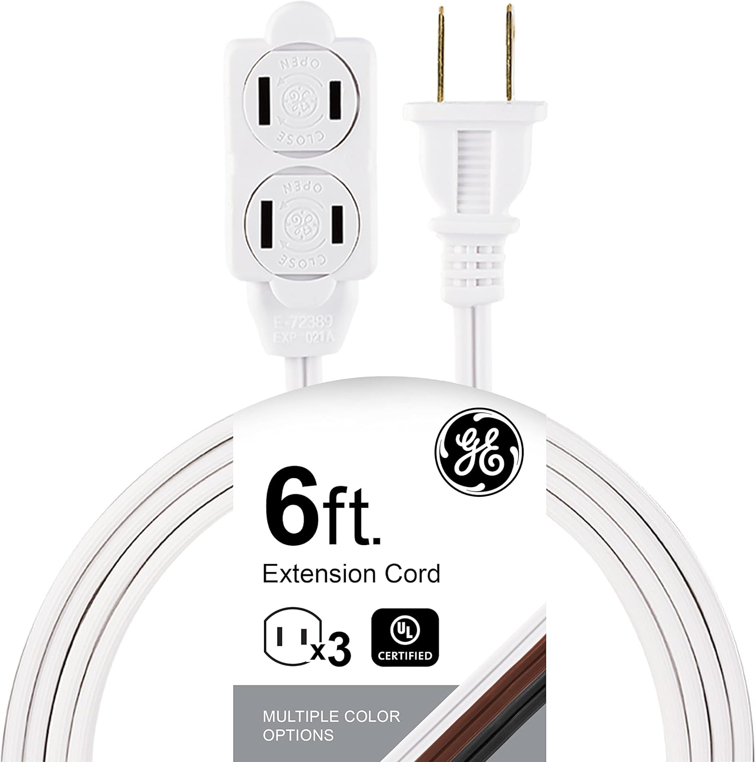 GE EXTEN CORD 3-TAP 6' BRWN