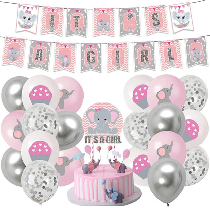 Unique Baby Shower Pink Elephant Hanging Swirl Decorations, 26-Inch