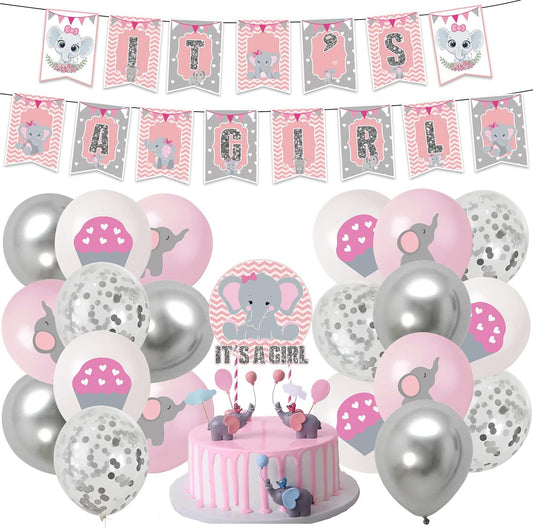 Unique Baby Shower Pink Elephant Hanging Swirl Decorations, 26-Inch
