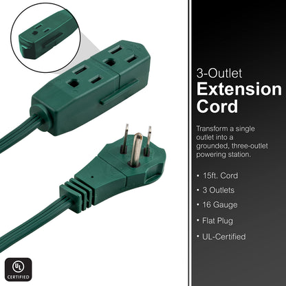 GE EXTEN CORD 3-TAP 15' WHTE