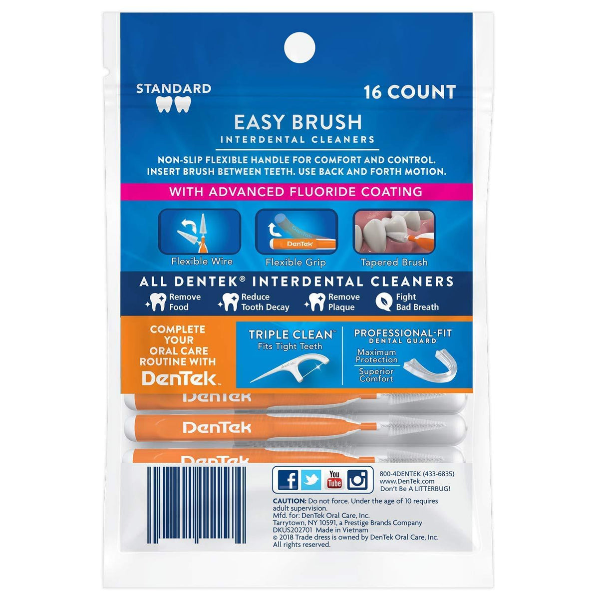 Dentek Easy Brush Cleaners Wide Space 16 Count