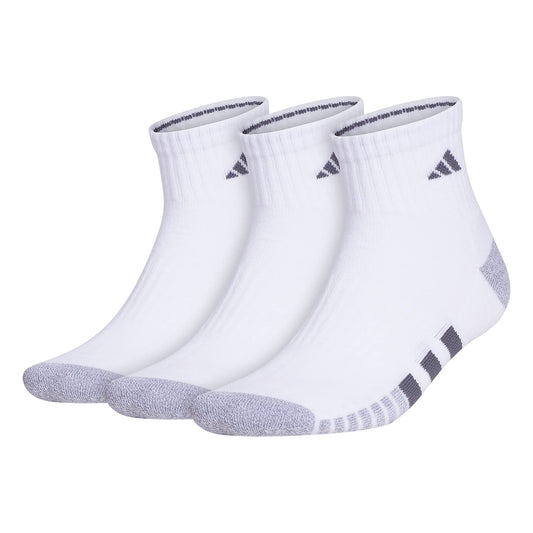 Russel Fashion Foot - Men's Quarter Socks White with Grey Heel and Toe, 3 pack