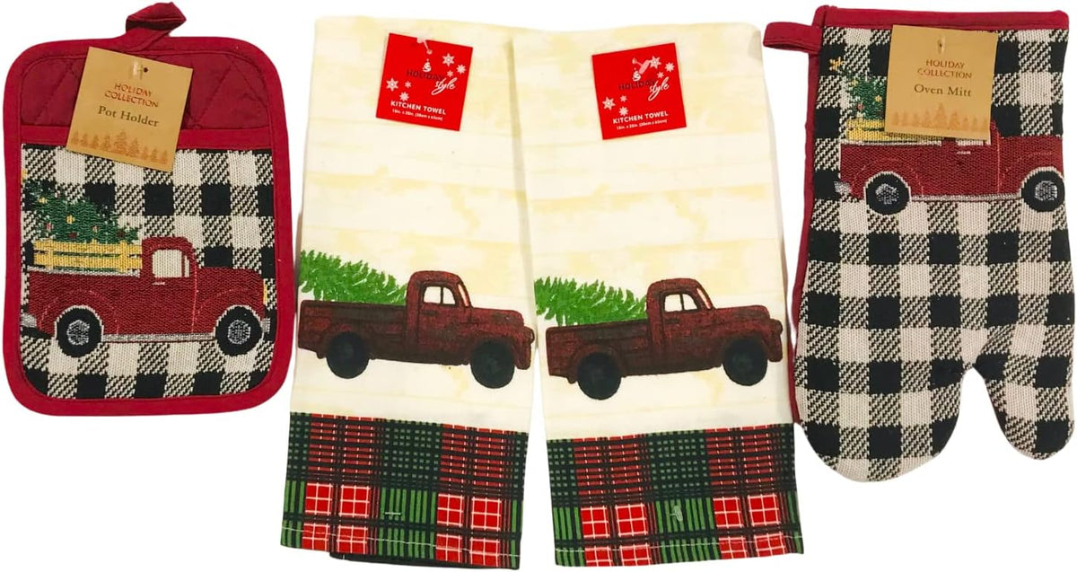 MUkitchen Christmas Trucks Kitchen Towel, 20" x 30"
