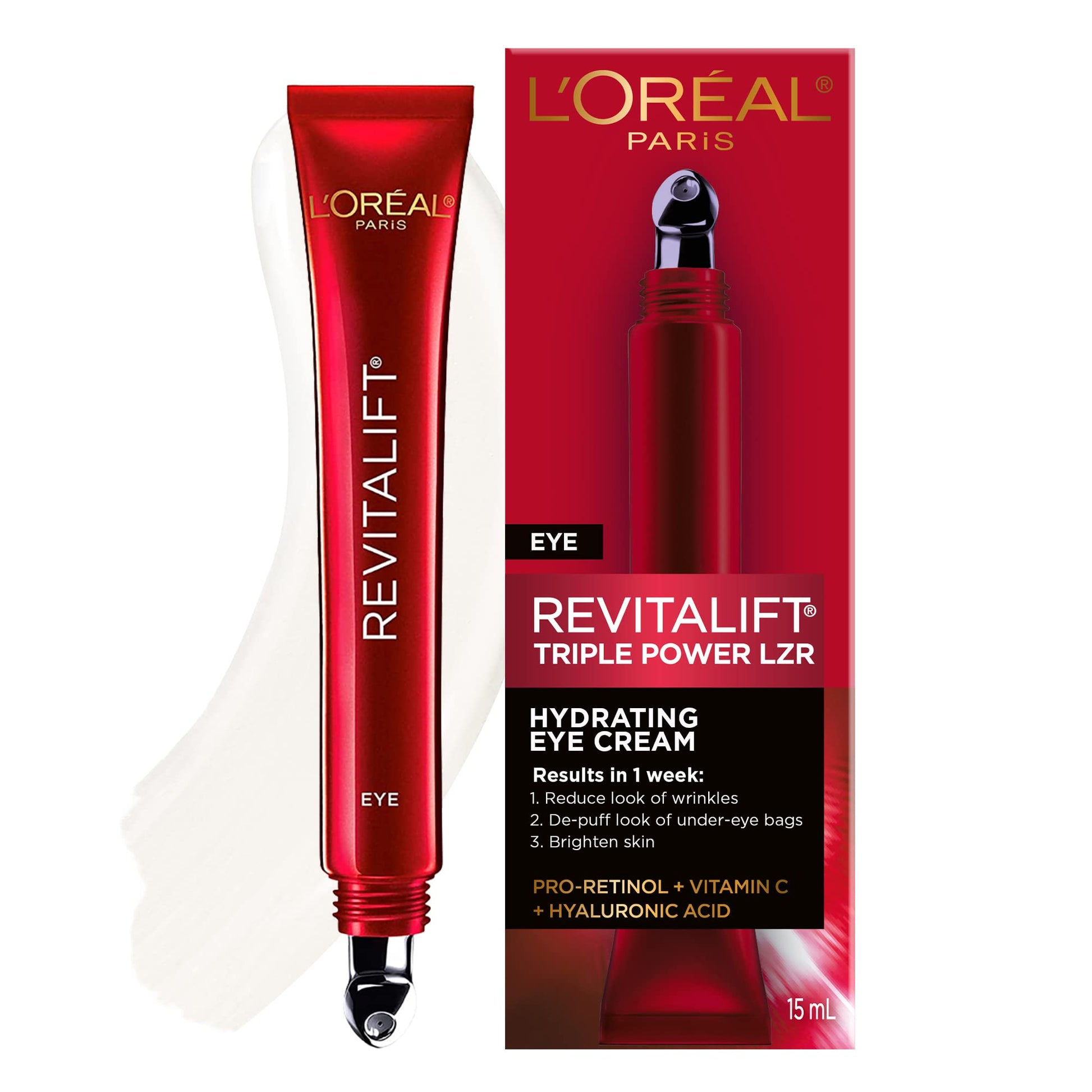 L'ORÉAL PARIS Revitalift Triple Power Eye Treatment, Anti Aging, 0.5 fl. oz.