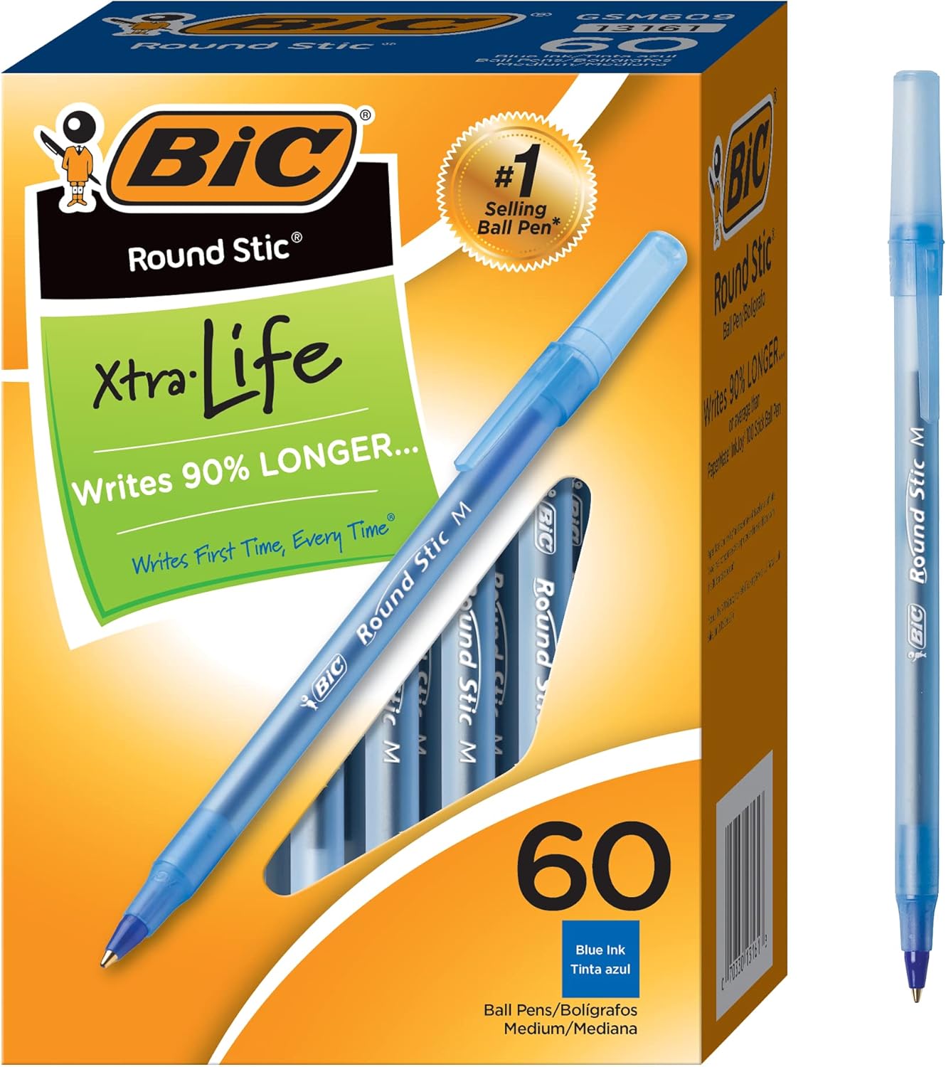BiC Round Stic Xtra Life Ballpoint Pens - Blue, 10 count