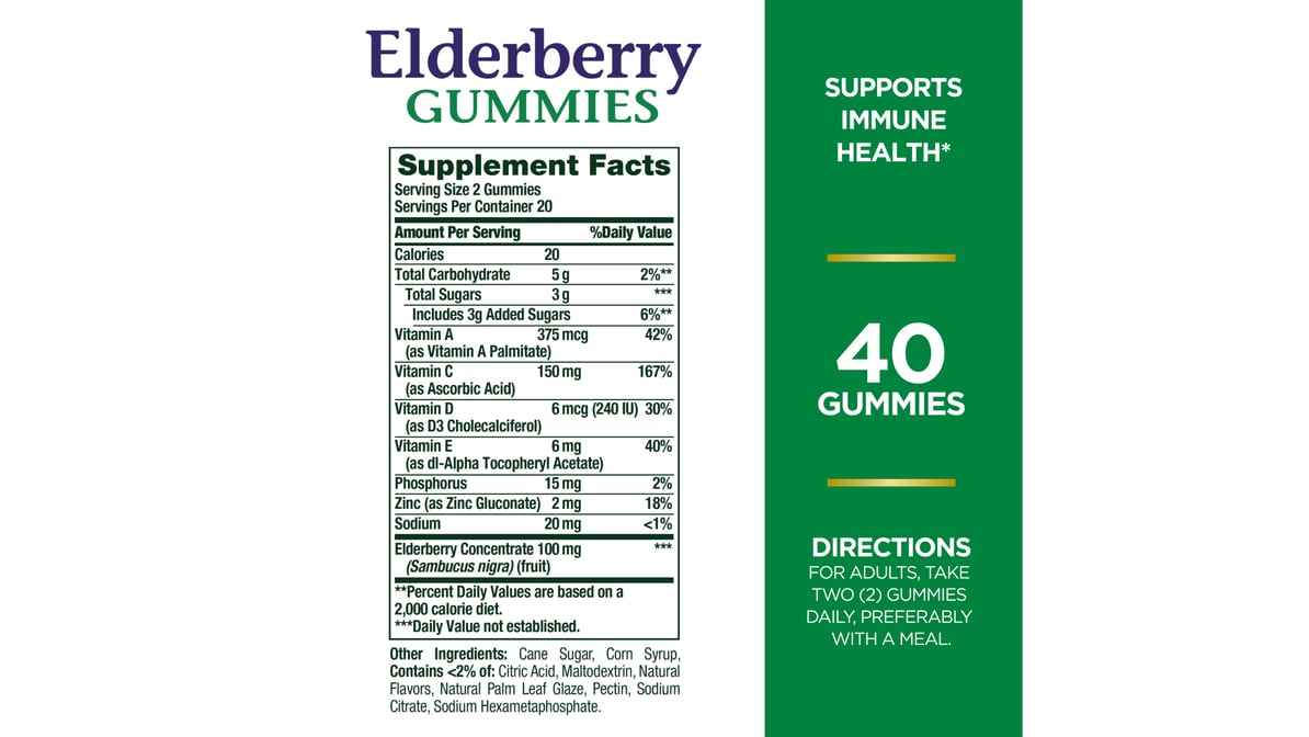 ELDERBERRY 100MG GMY 40CT NAT BOUNTY