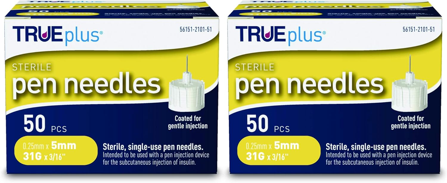 TRUEPLUS 5 BEVEL PEN NDLE 31G 8MM 100CT