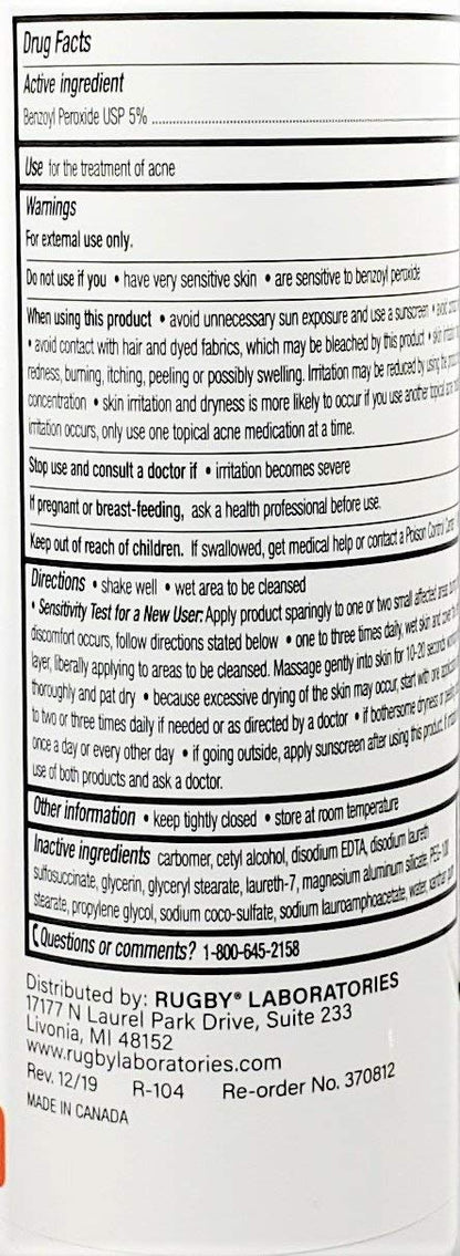 BENZOYL PEROXIDE LQ 5% 142GM WASH