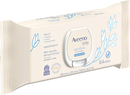 AVEENO BABY ALLOVER SENSITIVE WIPES 64CT