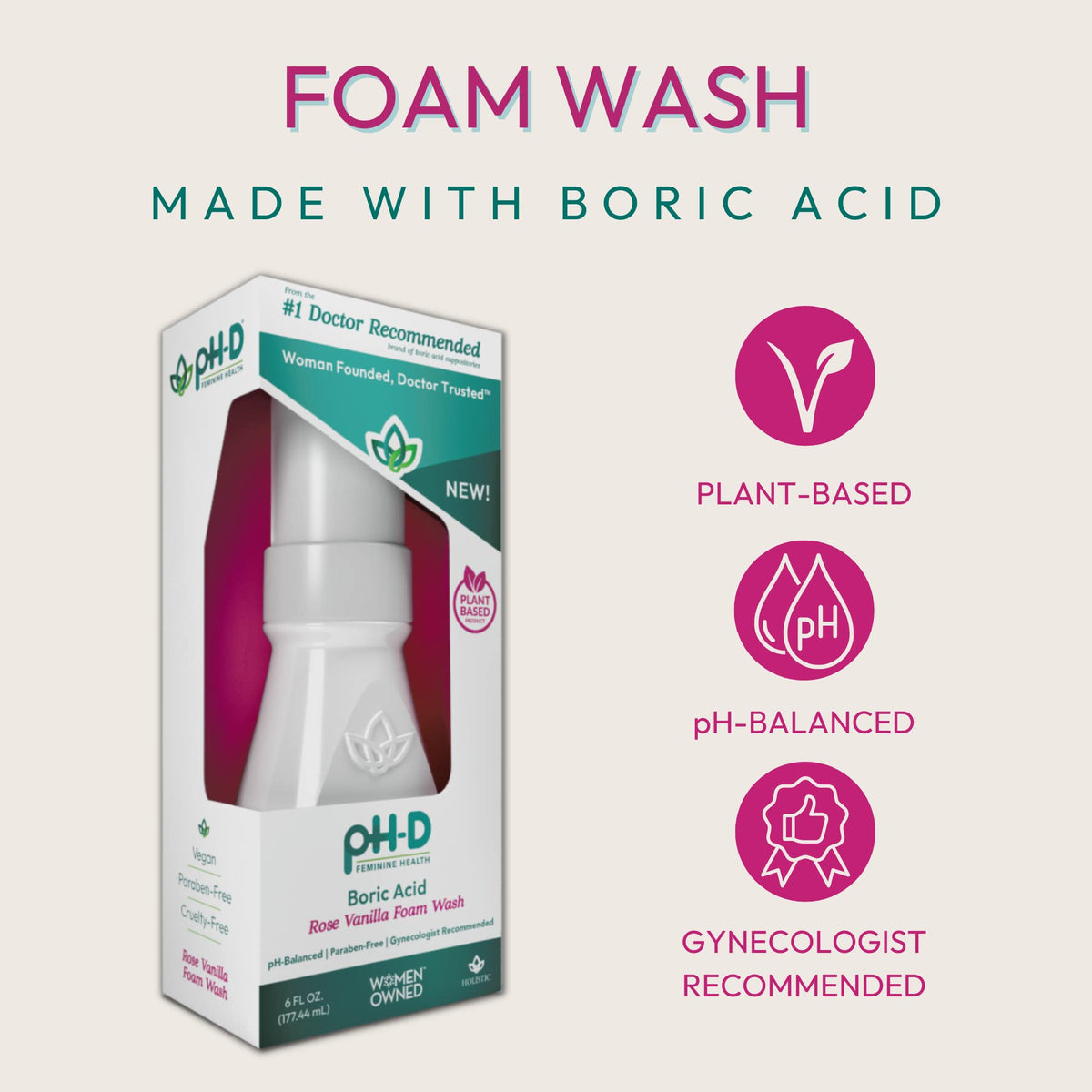 PH-D FEMININE HEALTH FOAM WASH,BORIC ACID