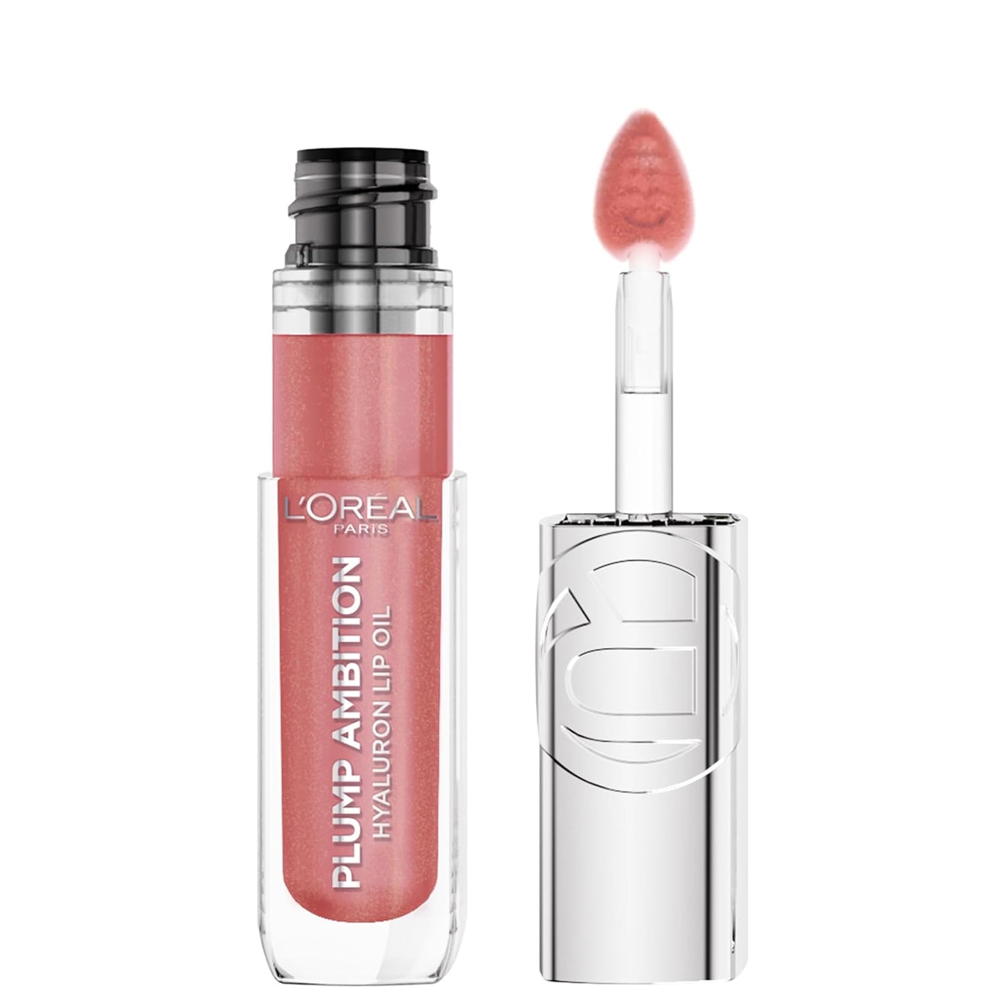 L'ORÉAL PARIS Plump Ambition Hyaluron pH Lip Oil Plumping Lip Gloss, ph Rose, 0.16 fl oz