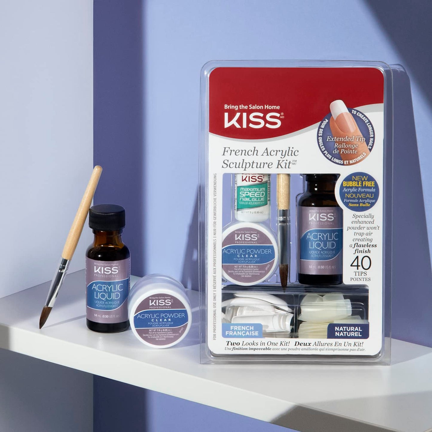 KISS Acrylic French Manicure Fake Nails Sculpture Kit - Natural