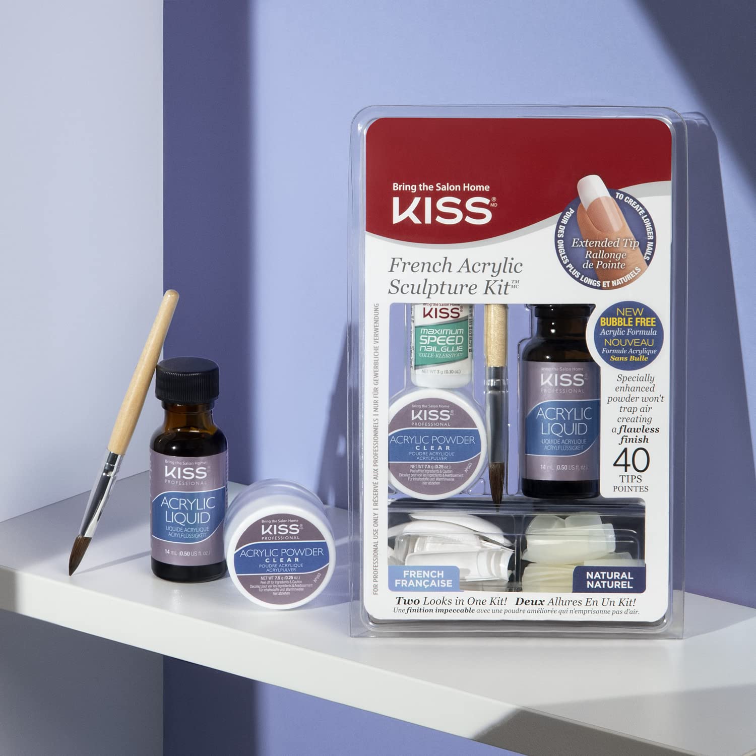 KISS Acrylic French Manicure Fake Nails Sculpture Kit - Natural