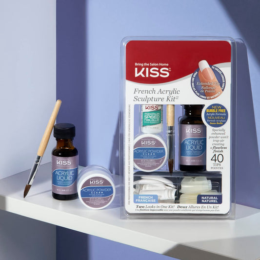 KISS Acrylic French Manicure Fake Nails Sculpture Kit - Natural